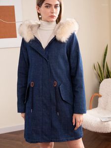 Women's Trench Coats Winter Women Coat 2022 Women's Parka Casual Outwear Hooded Fur Long Jackets For Female Warm Fleece Lining