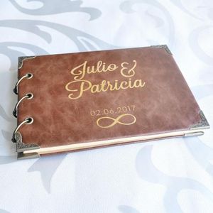 Party Supplies Custom Leather Guest Book Personalized Wedding Guestbook Baptism Birthday Event Reception Signatures
