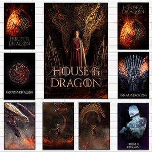 House of the Dragon Movie Paintings s￤song 1 Poster 2022 Ny TV -serie Canvas Print Wall Art Home Decor Canvas M￥lning Gift Frameless