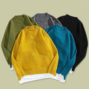 Men's Sweaters Clothes Men Vintage Clothing Sweater Knitted Solid Pullover Round Neck Sports Pullovers Bottoming Shirt