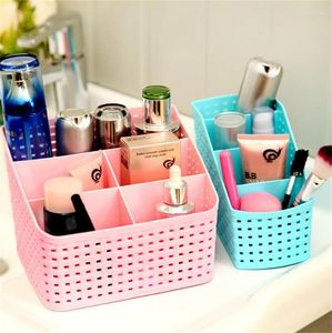 Storage Bags Box Multi-grid Plastic Creative Desktop Cosmetic Case Remote Control Holder Small Objects Container Makeup Organizer