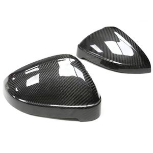 2 PCs Novos espelhos laterais pretos brilhantes tampas de tampa para Audi A4 RS4 S4 B9 A5 RS5 Fibra de carbono Tampa de espelho Retagem