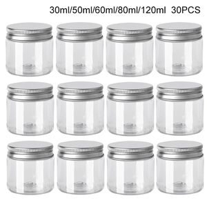 Perfume Bottle 30Pcs 50ml Empty Plastic Clear Cosmetic Jars With Lid Skincare Makeup Containers Pill Cream Sample Pot Spice Jars Travel Bottles 221027