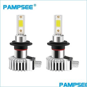 Car Headlights Pampsee 2Pcs Mini Car Headlight Bbs Led Lamp H4 H7 H11 H8 H9 9006 Hb4 H1 9005 Hb3 12000Lm Fog Lights 1200K Drop Deliv Dhfuf