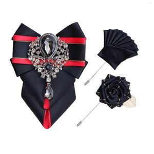 Bow Ties Original British Luxury Rhinestone Tie Pins Pocket Handduk Set Men's High-End Jewelry Korean Men Wedding Accessories