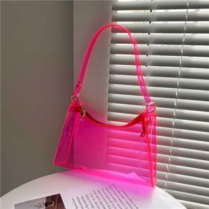 Abendtaschen Neongelb Pink Jelly Bag Lady Achseltasche Sommer Reine Farbe Transparente Taschen Umhängetasche Geldbörsen und Handtaschen Telefontaschen T221022
