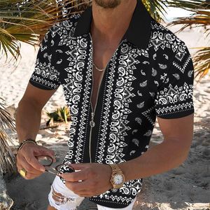 Polos mężczyzn 2022 Summer Casual Short-Sleeved Polo T-Shirt Zamek Cardigan 3D Print S-6xl Classic Retro Graphic Temat