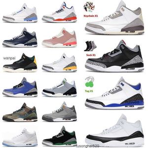 2023 Original-Basketballschuhe 3 3s III Top Jumpman Herren Damen Mittelgrau Schwarz Zement Racer Blau Fragment Knicks Rival Unc Georgetown Trainer JERDON