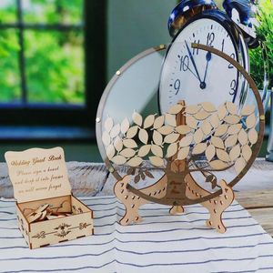 Party Supplies Personalized Tree With Leaves Wedding Guest Book Alternative Custom Drop Round Box Leafs Rustic Decorations