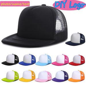 Bollmössor Flat Brim Summer Adult Men Casual Mesh Baseball Print Diy Custom Logo Snapback Hats Casquette Gorros Beach Trucker Hat