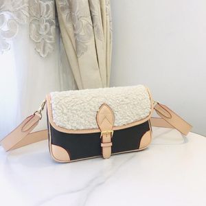 Womens Shoulder Bags Fashion Wool Patchwork Female Messenger Bag Lady Totes Purses Removable Strap