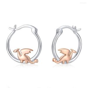 Stud Earrings Harong Dragon For Women Girls Fashion Silver Plated Animal Huggie Hoop Jewelry Gifts Sensitive Ears