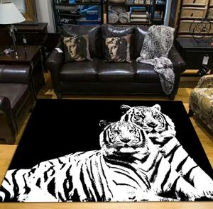 Dywany ins nowoczesne miękkie lampard tygrysy dywaniki dywanowe strefa nocna do salonu do sali kuchennej korytarz biały czarny mata