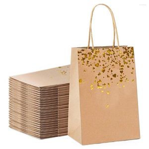 Presentf￶rpackning 10st Kraft Bronzing Paper Bags Wedding Festival Birthday Party Storage P￥s Kl￤der Skor Presentomslag Tote Fall