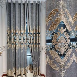 Gardin europeisk stil gardiner för levande matsal sovrum lyxan anpassad modern broderi nordiskt fönster hem dekoration