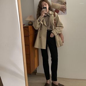 Women's Trench Coats Khaki Short Windbreaker Women's 2022 Spring And Autumn Coat Korean All-match British Style Women Lq11