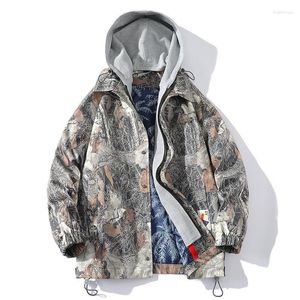 Mäns jackor Men 2022 Casual Loose Print Printing Wind Breaker Jacket Män tidvatten varumärke koreanska avtagbara huva huva män modekläder