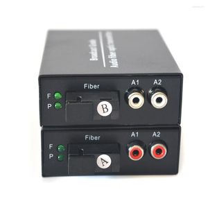 Fiber Optic Equipment 2 Channels Audio Over Media Converters - SinglMode Up 20 km Multimode 500m för sändning Intercom System