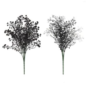 Decorative Flowers Simulation Black Eucalyptus Leaf Fake Flower Artificial Plants Grass Garden Wedding Table Decors Porch Ferns Simple Home