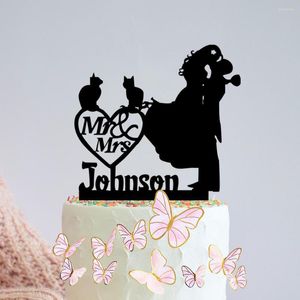 Suprimentos festivos personalizados seu nome Bolo de casamento Topper Butterfly como presente no noivo personalizado ornamento distinto para