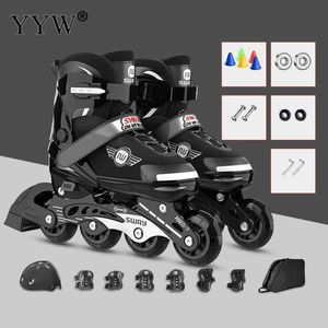 Skridskor barn rullskridskor justerbara inline skate skor blinkar 82a 70 m hjul utomhus nybörjare sneaker för pojkar flickor röda l221014