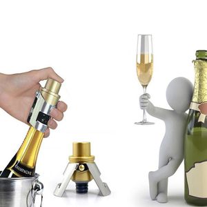 Bar Tools Rostfritt stål Champagne Stopper Cork Sparkling Wine Bottle Plug -tätare Pushtyp Uppblåsbar CAP -öppnare Tillbehör Aliexp Smtzq