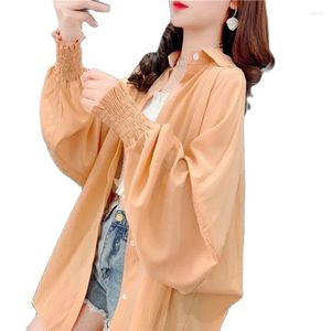 Women's Trench Coats Ultra-Thin Breathable Ice Silk Sunscreen Women Long-Sleeved 2022 Summer Korean Version Loose UV-Resistant Chiffon