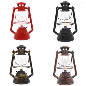 Portabla lyktor Vintage Lantern Camping Light Batterisdriven LED -ljus Tält Kerogen Lamplampor Lysslampor Ramadan Dekoration