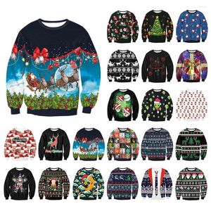 Men's Sweaters Reindeer Santa Bell Printed Christmas Sweater Unisex Autumn Vacation Party Ugly Women Men Sweatshirts Tops