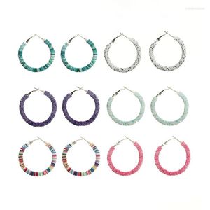 Hoop Earrings 5mm Bohemian Flat Round Polymer Clay Spacer Beads 6 Colors Women Circled Summer Beach Jewelry Accessories