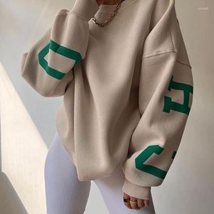 Felpe con cappuccio da donna Felpa da donna con stampa di lettere addensata casual a maniche lunghe girocollo autunno inverno pullover