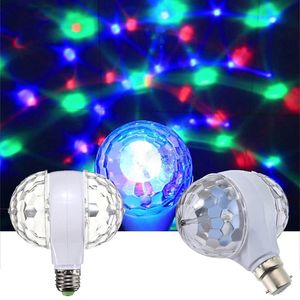 E27 B22 6W LED efektleri Çift Kafa RGB LED ampul sihirli kristal top aşama ışıkları renkli otomatik dönen disko ışığı