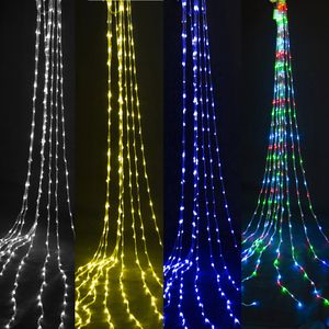 Wasserfall-LED-Lichterkette, 3 x 3 m, 6 x 3 m, Wasserfluss, Schneeeffekt, Vorhang, Lichterkette, Weihnachtsbeleuchtung