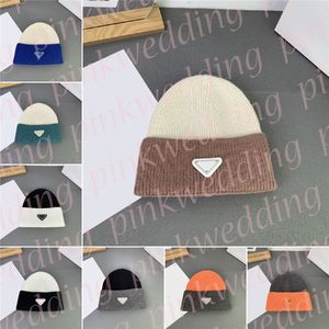 Luxury Beanies Wool Hat Women Men Skiing Knitted Hat Triangle Badage Color Outdoor Bonnet
