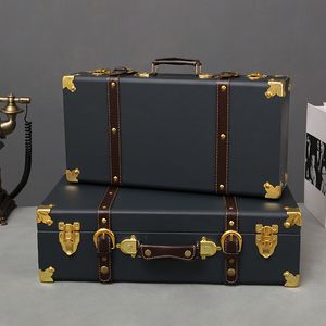 Resväskor Lyx Vintage Trunk Resor Hand Stora resväskor Läder Bagage Carryon under sängen Kläder Organizer Förvaringslåda Antik Bin 221026
