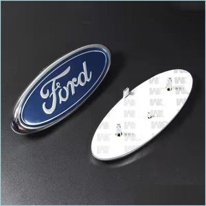 Автомобильные значки для значков автомобилей Ford Emblem 145x60 мм темно -синий задний логотип Focus Badge Передний/задний транзитный капля доставка Mondeo 2022 Мобильные телефоны Dhous