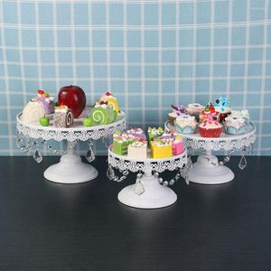 Festive Supplies 2PCS 30cm Multi Size White Cake Dessert Stand Iron With Crystal For Wedding Baptism Party Decoration