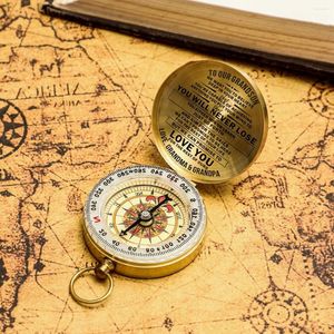 Outdoor Gadgets Grandma And Grandpa To My Grandson High Quality Camping Hiking Pocket Brass Golden Customized Engrave Compass Portable