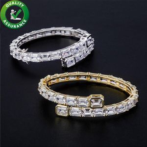 Hip hop takı manşet kadınlar erkek bilezikler buzlu elmas bilezikler altın gümüş moda bilezik lüks tasarımcı kübik zirkonya mücevherler219p