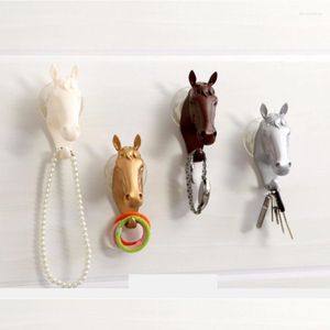 Hooks PC Retro D Horse Head Hook Key Hanger Holder Animal Wall Mounted Suction Cup Decorative Pendant Hanging Necklace