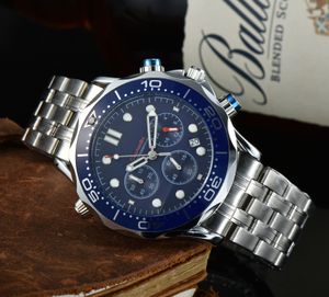 2022 men's luxury watch quartz watch alloy steel band six needle multi-function timing band calendar
