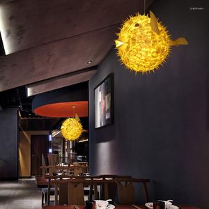 Lâmpadas pendentes de estilo japonês em forma de peixe lustre de lustre de restaurante mall lobby personalizado