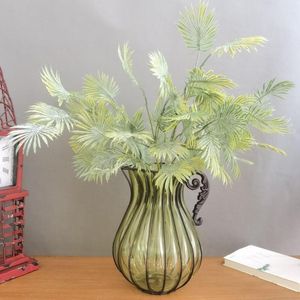 Dekorativa blommor 58 cm Artificial Flower Palm 10 Heads Fan Leaf Plastic Green Plants Wedding Arrangement Table Home Decor