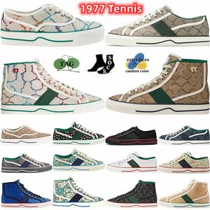 2023 Tenis 1977 Tuval Rahat Ayakkabılar Tasarımcılar Kadın Bej Mavi Ayakkabı İtalya Yeşil Ve Kırmızı Web Şerit Kauçuk Taban Streç Pamuk Düşük Üst Erkek Sneaker erkekler