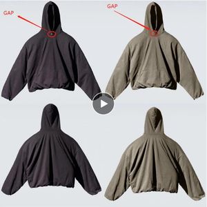 2 Layer Fabric Solid Hoodie Men Women High Street Heavy Quality Plus Size Hooded Pullover