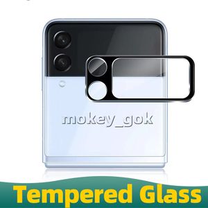 バックスクリーンプロテクターSamsung Galaxy Z Flip 4 Flip3 5G Tempered Glass 3D Curved用のバックスクリーンフルカメラレンズ
