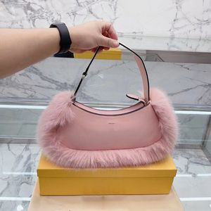 Women tote shoulder bag underarm bag top quality handbags luxury designer fashion genuine leather girl shopping bag purse with fur 4 color wxz-1026-155