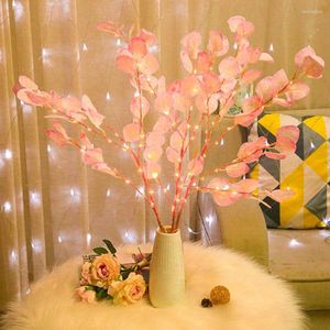 Strängar 30LED Simulation Bouquet Light String Pink Artificial Tree Branch for Christmas Vase Party Desktop Garden Decoration Lamp