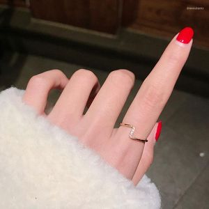 Cluster Rings YUN RUO Simple Pave Zircon Wave Rose Gold Color Woman Gift Fashion Titanium Steel Jewelry Not Change Drop