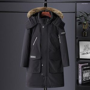 Jaqueta de inverno para masculino masculino Homem longa Parkas Casaco branco colarinho de pele macho grossa pluxina hombre nevando sobretudo nevando